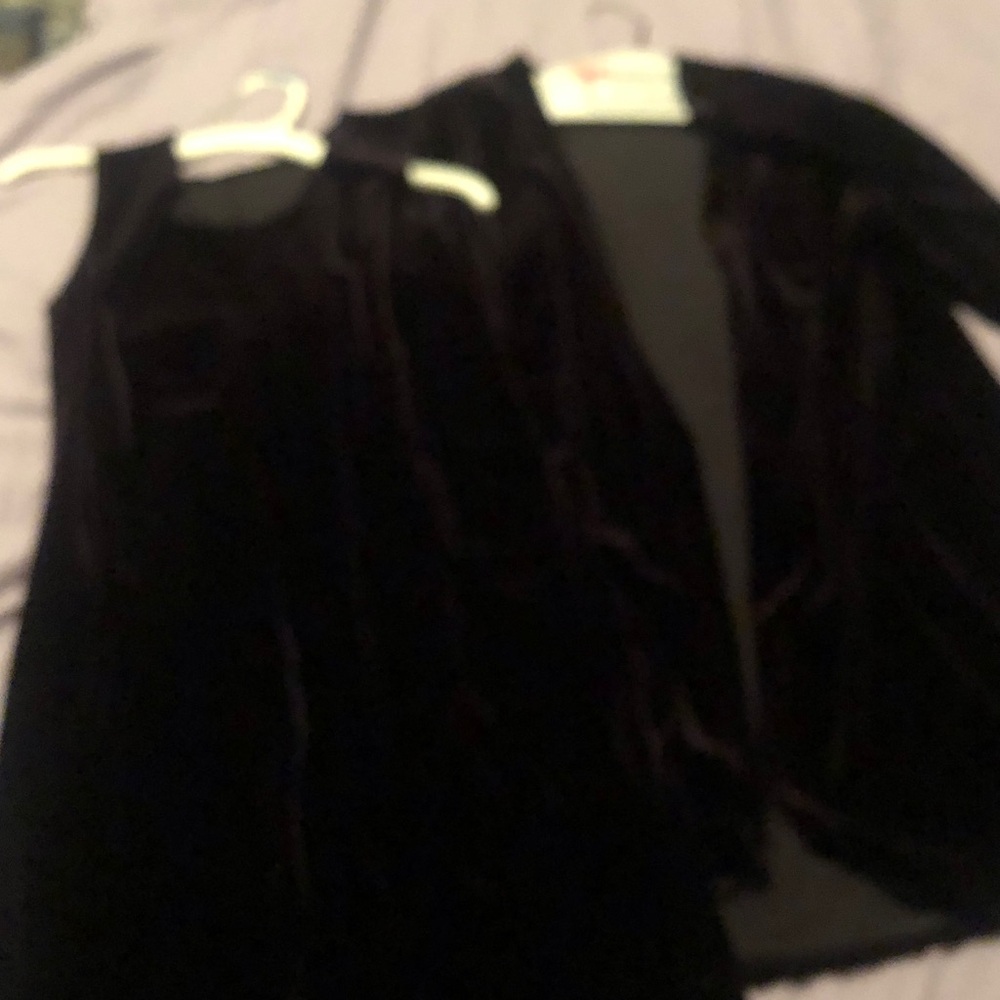 Dark Purple Velvet Tank and Open Cardigan Set